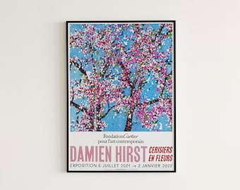 Affiche 2021 de la Fondation Cartier pour l'art contemporain Damien Hirst, impression de fleurs de cerisier P2532 | Affiche de décoration d'intérieur | Cadeaux de pendaison de crémaillère