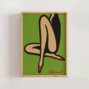 Bally, Shoes Poster by Bernard Villemot, Mid Century Modern French Wall Art, Modern Gallery Wall Decor, Living Room Home Decor (A0601)