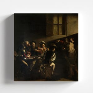 The Calling of St Matthew by Caravaggio 1600 | Baroque Art Print (D1125)