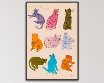 25 Cats Named Sam Collage by Andy Warhol Poster Print | Cat Art Print, Collage Print (B0580)