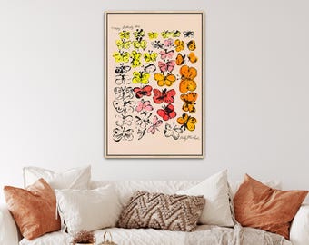 Happy Butterfly Day by Andy Warhol Canvas Print | Butterfly Art, Pop Art Butterfly (B0576)