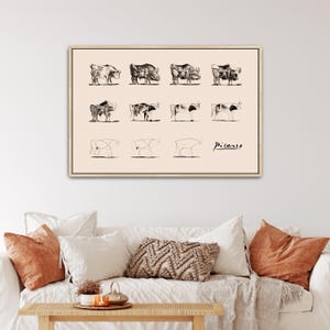 Picasso Bull Canvas Wall Art, Pablo Picasso Evolution of Bull Print, Abstract Animal Canvas Art, Modern Minimalist Wall Decor (A0085)