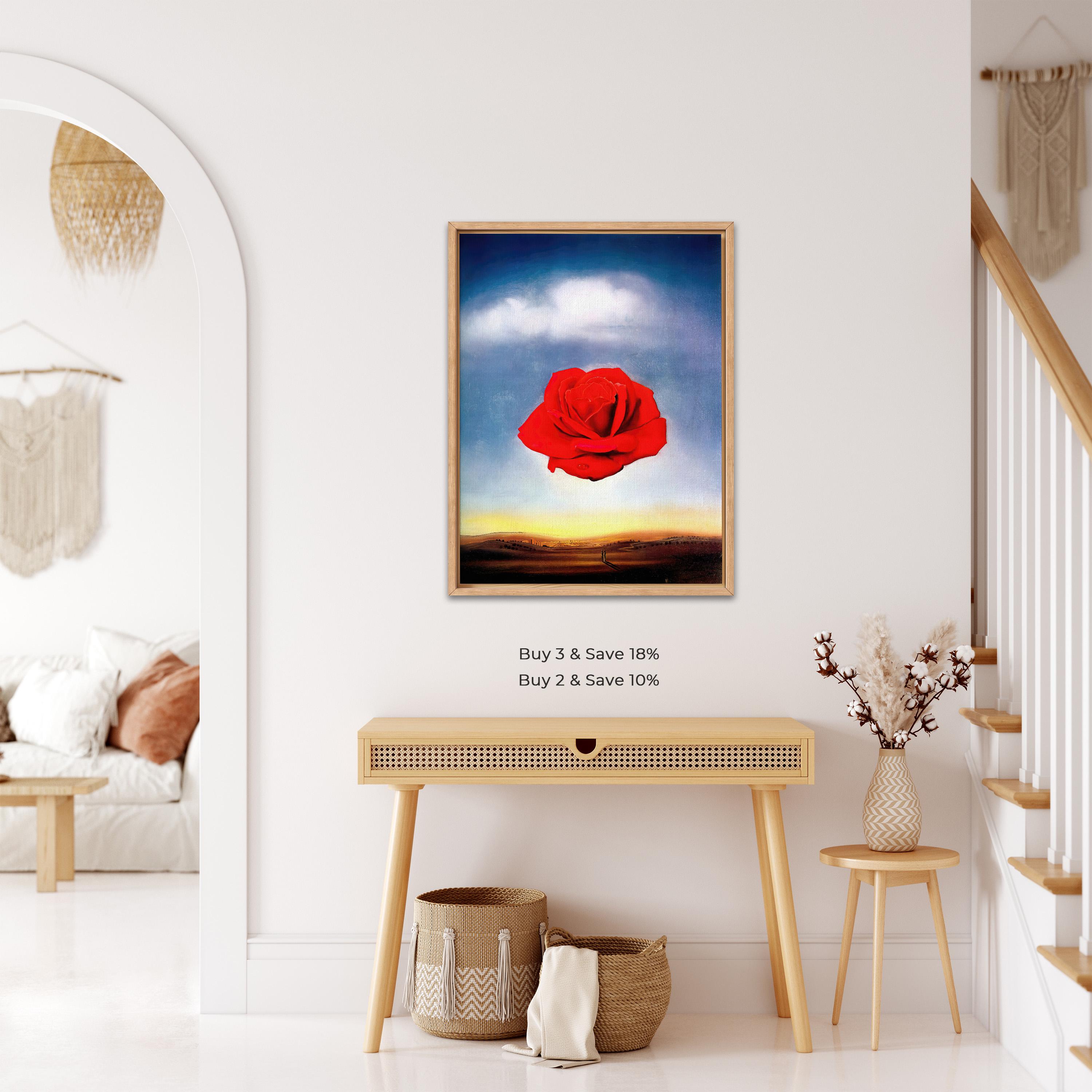 絵画 silence rose place vendome Meditative Rose by Salvador Dali | Surreal Red Rose Canvas Wall