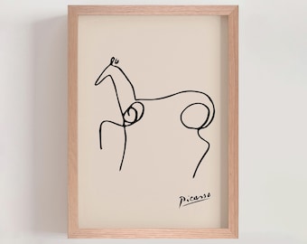 Pablo Picasso Line Art - Pferd Poster Druck | Moderne minimalistische Zeichnung (A0028)