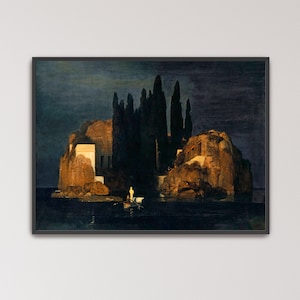 Isle of the Dead by Arnold Bocklin Poster Print | Rocky Coastline Art, Temple Complex Print (B0149)