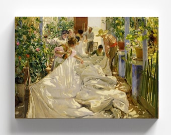 Sewing the Sail by Joaquín Sorolla 1896 | Impressionist Art Print (D0130)
