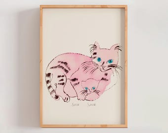 Andy Warhol Two Sam Cats Poster Print, Animal Art, Warhol Cat Art Drawing, Famous Art Print, Modern Gallery Wall Home Decor (A0062)