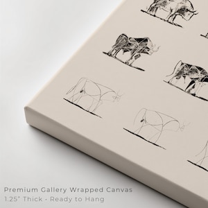 Picasso Bull Canvas Wall Art, Pablo Picasso Evolution of Bull Print, Abstract Animal Canvas Art, Modern Minimalist Wall Decor (A0085) Unframed
