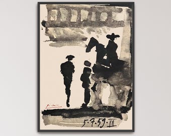 Untitled from Toros y Toreros by Pablo Picasso Poster Print | Man On Horse, Black White Art (B0508)