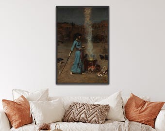 The Magic Circle by John William Waterhouse | Mystic Ritual Canvas Art (B4860)