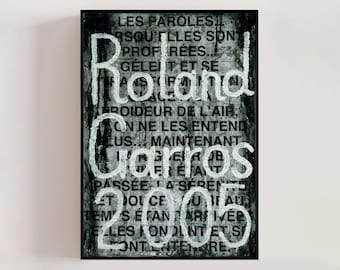 Roland Garros French Open 2005 Poster, Jaume Plensa, Modern French Art, Lithograph, Tennis Poster, Contemporary Wall Art (A0376)