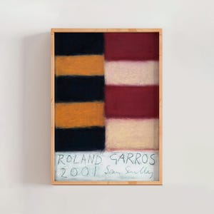 Roland Garros French Open 2001 Poster, Sean Scully, Modern French Art, Lithograph, Tennis Poster, Contemporary Wall Art (A0372)