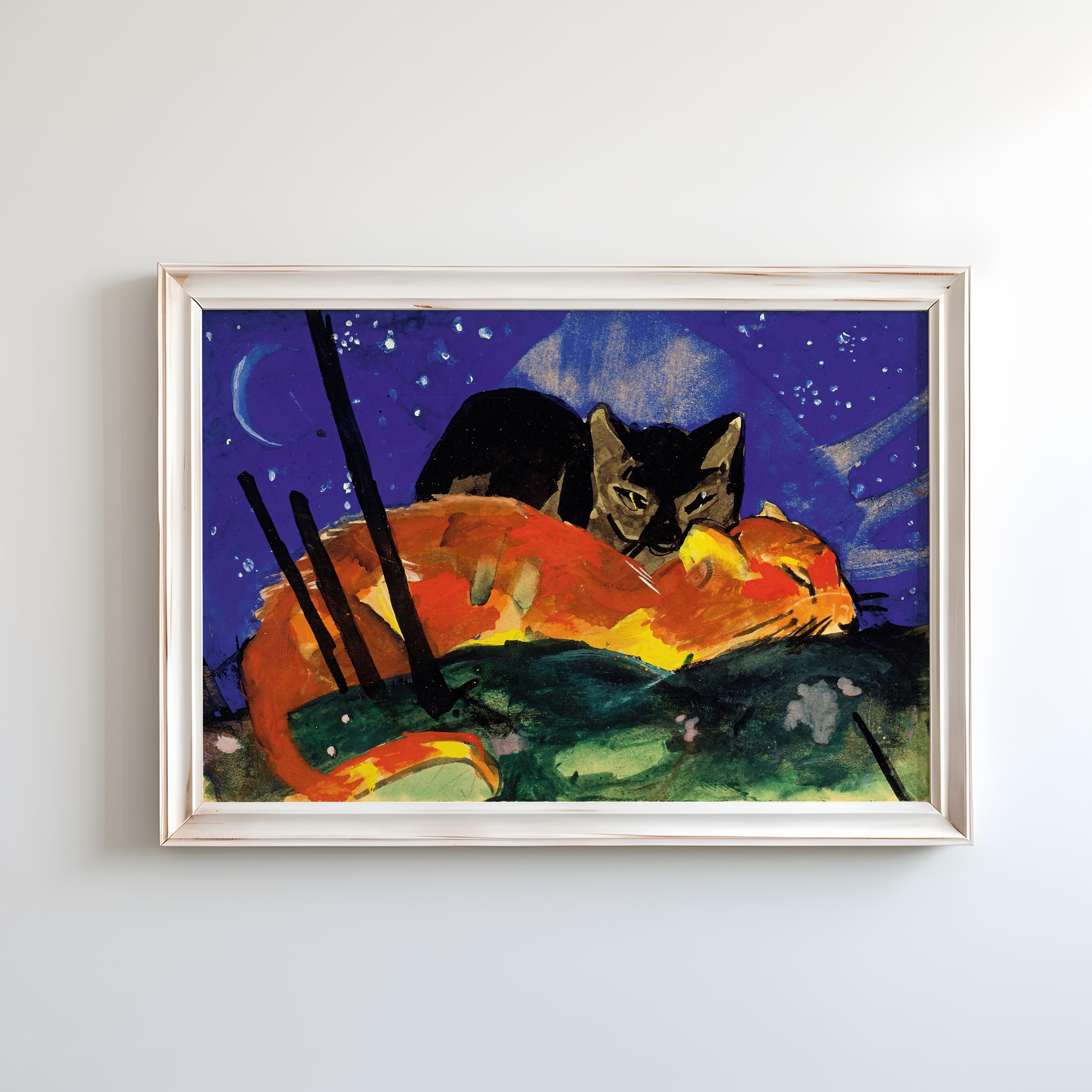 Two Cats, Postcard From Sindelsdorf to Lily Klee Munich by Franz