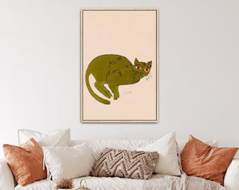 25 Cats Named Sam by Andy Warhol Canvas Print | Cat Art, Green Cat Print (B0567)