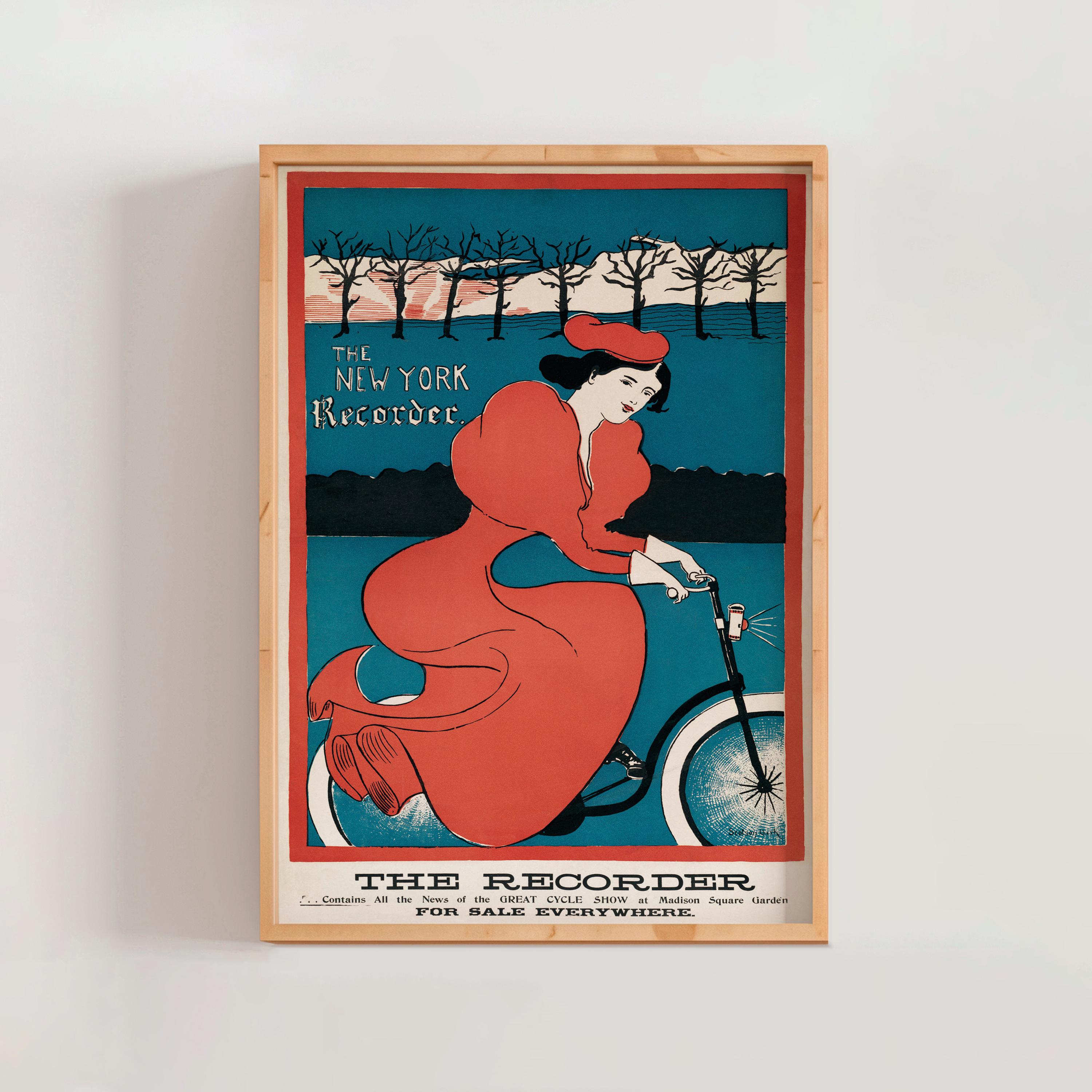 Vintage Framed Poster the New York Recorder 1895 by G. F. Scotson