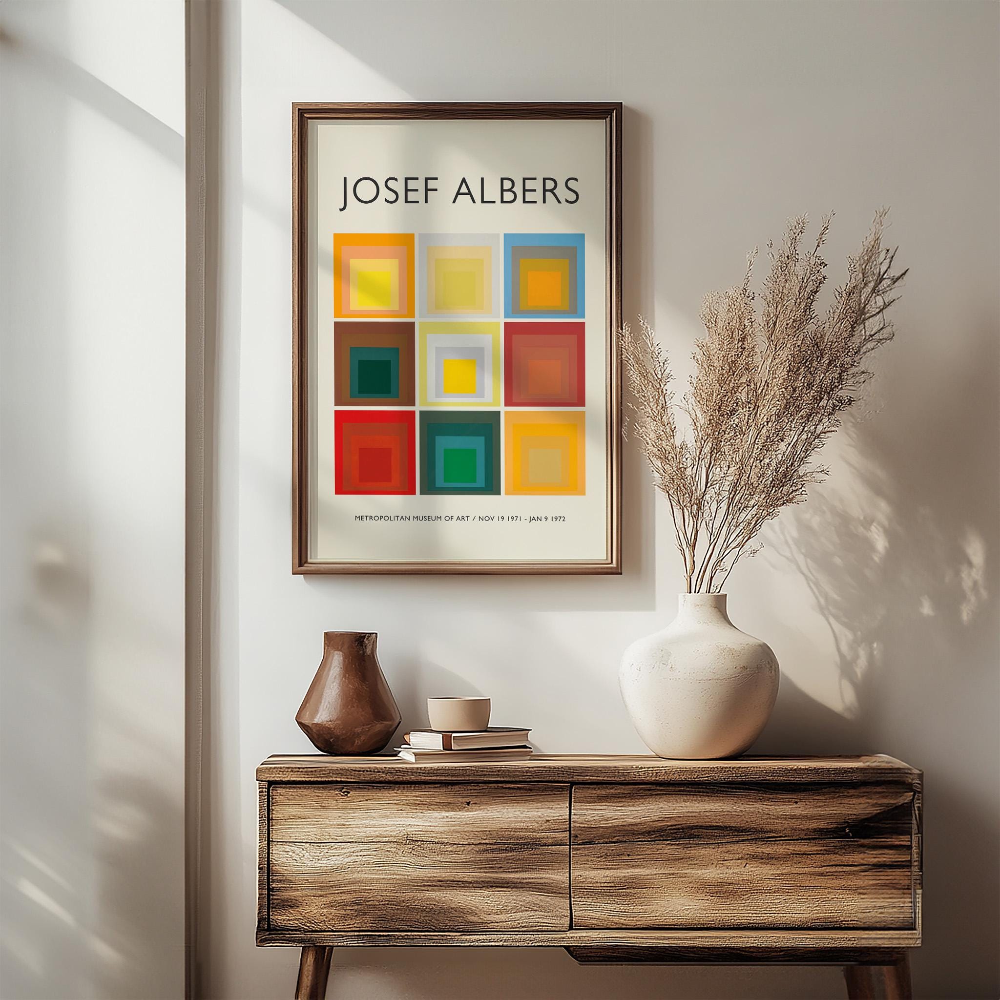 ジョセフ・アルバーツ 「 Homage To The Square」額付き Josef Albers Homage to the Square Collage, Geometric Abstract Mid