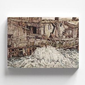 Alte Mühle von Egon Schiele 1916 | Expressionismus Kunstdruck (B4744)
