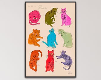 25 Cats Named Sam Collage by Andy Warhol Poster Print | Cat Art, Collage Art (B0579)