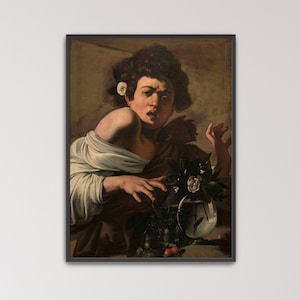 Boy Bitten a Lizard (Ragazzo morso da un ramarro) by Caravaggio Poster Print | Boy Art, Young Man Portrait (B4506)