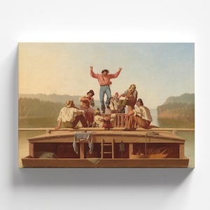 The Jolly Flatboatmen by George Caleb Bingham 1846 | American Art Print (D1196)