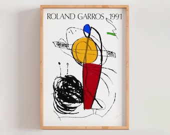 Roland Garros French Open 1991 Poster, Joan Miró, Modern French Art, Lithograph, Tennis Poster, Contemporary Wall Art (A0363)