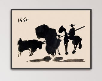 Bullfight by Pablo Picasso Poster Print | Bullfight Art, Calf Illustration (B0505)