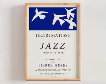 Henri Matisse Jazz Les oiseaux Exposition chez Pierre Berès, 1947 Poster, Modern Gallery Wall Decor, Living Room Home Decor (A0476)