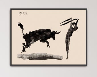Banderillero from Toros y Toreros by Pablo Picasso Poster Print | Bull And Man Art, Picasso Bull Drawing (B0504)