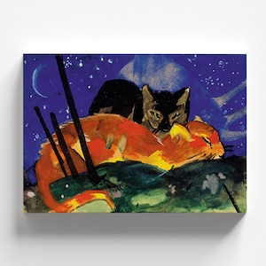 Deux chats, carte postale de Sindelsdorf à Lily Klee Munich de Franz Marc 1913 | Impression d'art expressionnisme (B3929)