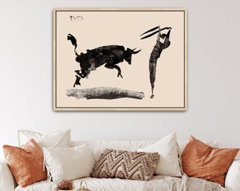Banderillero from Toros y Toreros by Pablo Picasso Canvas Print | Bull And Man Art, Picasso Bull Drawing (B0504)
