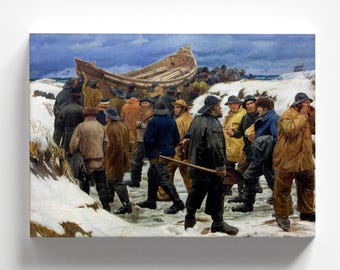 Łódź ratunkowa przetransportowana przez wydmy autorstwa Michaela Anchera, 1883 | Wydruk artystyczny w stylu realistycznym (D0889)