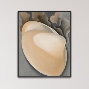 Pôster "Concha de Amêijoa Bege com Algas Marinhas" de Georgia O'Keeffe | Arte com Concha de Amêijoa, Pintura de Natureza Morta (D0789)