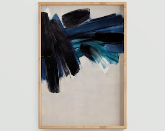 Peinture 9 lipca 1961 przez Pierre Soulages plakat, Vintage francuska sztuka abstrakcyjna, minimalistyczny nowoczesny wystrój ścian, Retro Gallery Print (A0758)