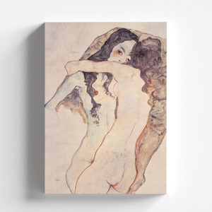 Two Women Embracing by Egon Schiele 1911 | Expressionism Art Print (B4730)