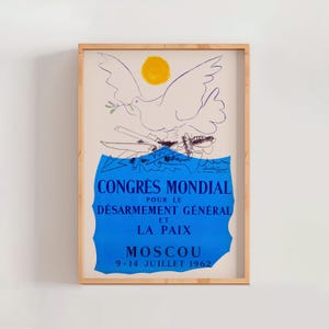Pablo Picasso Peace Congress Dove Poster 1962, World Disarmament Vintage Protest Art, Dove of Peace, Abstract Line Lithograph Poster (A0424)