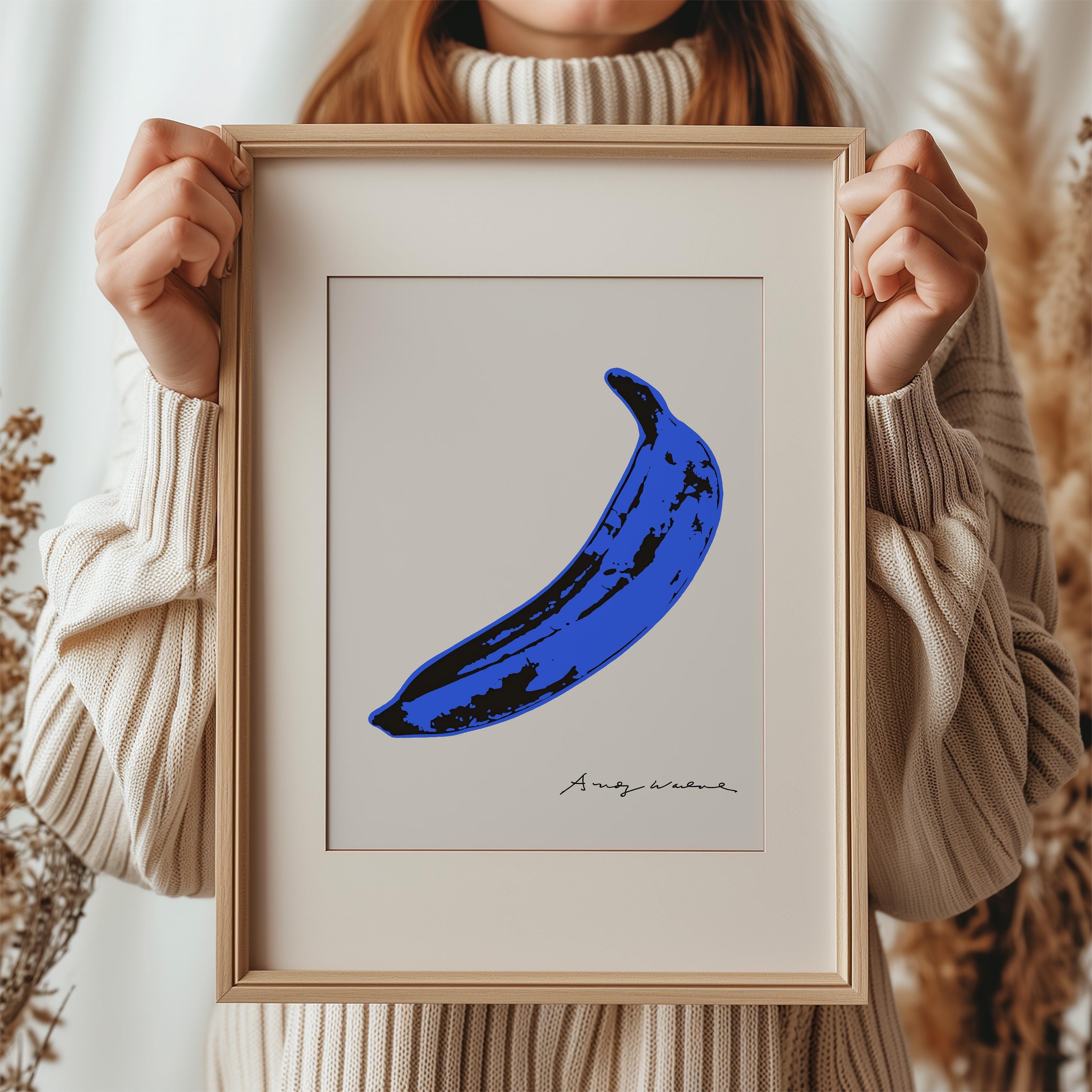 Andy Warhol Banana, Color Blue Banana Pop Art Poster Print, Velvet