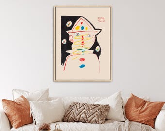 Pierrot by Pablo Picasso Canvas Print | Pierrot Art, Picasso Portrait (B8359)