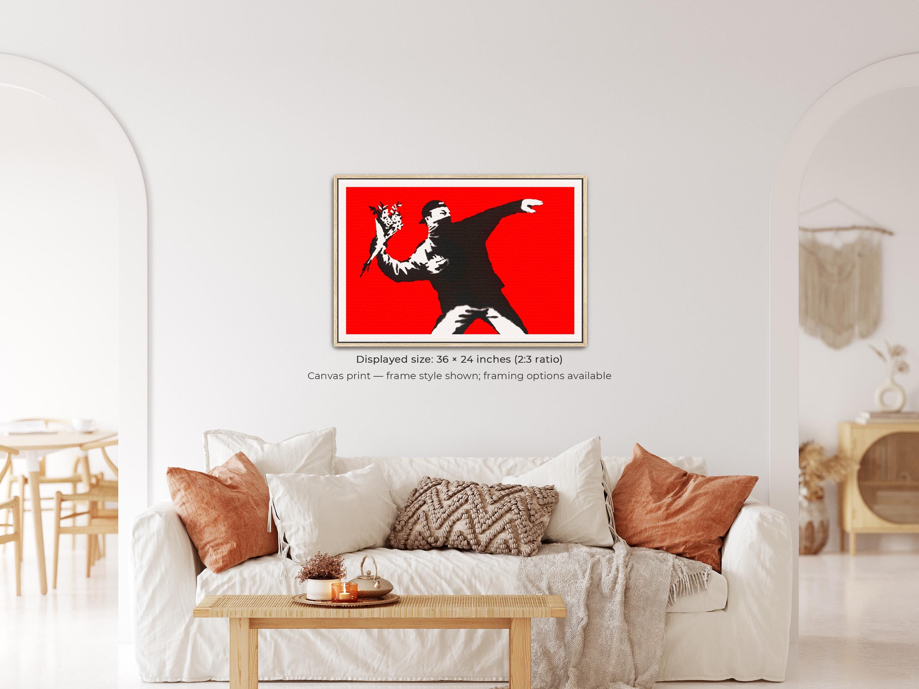 Love is in the Air by Banksy | Flower Thrower Street Art Canvas