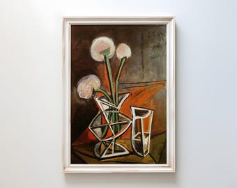 Pablo Picasso、Verre et vase de fleurs Pablo Picasso、Verre et vase de fleurs PABLO PICASSO RARE
