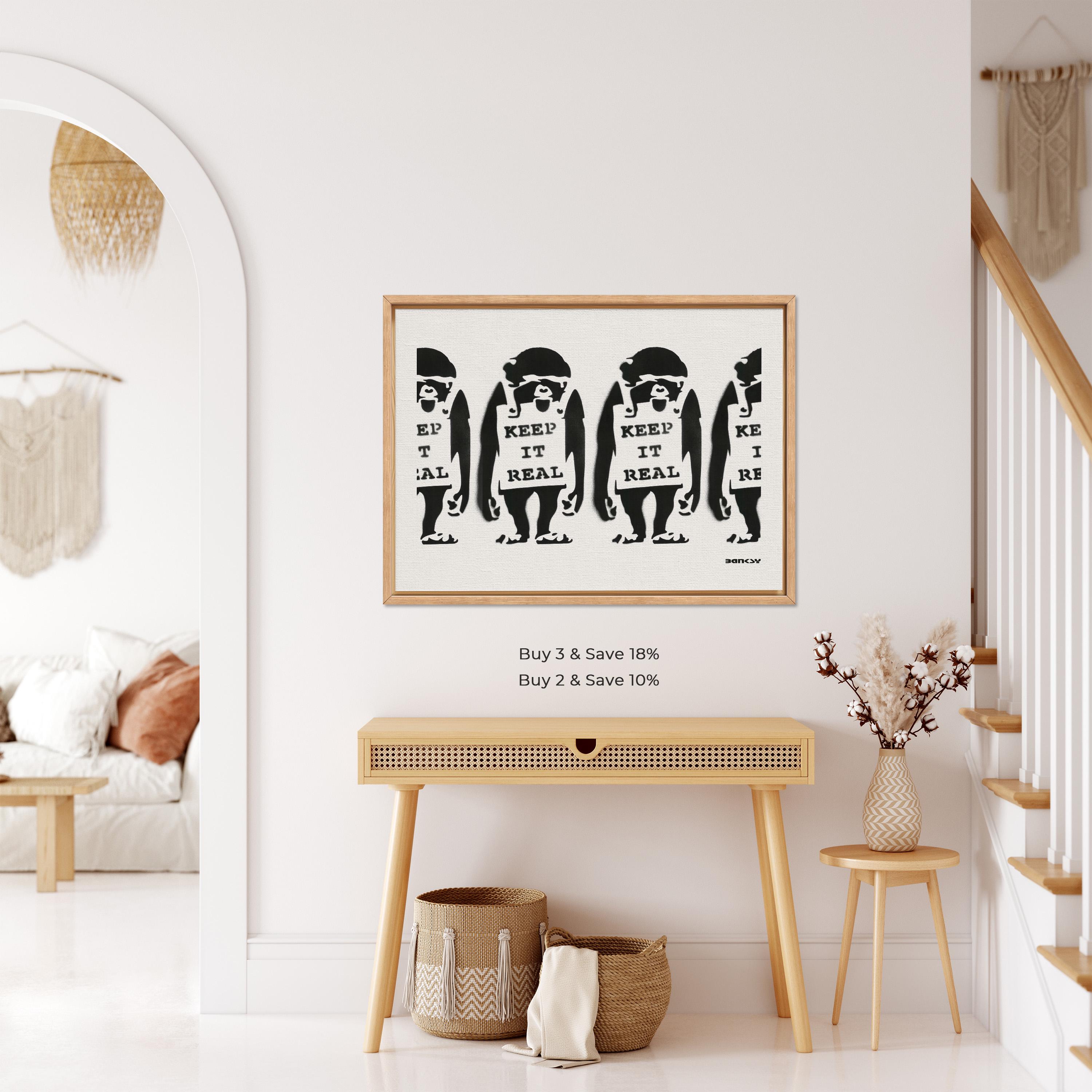 Keep It Real by Banksy | Monkey Pattern Graffiti Canvas Wall Art (B0223 ...