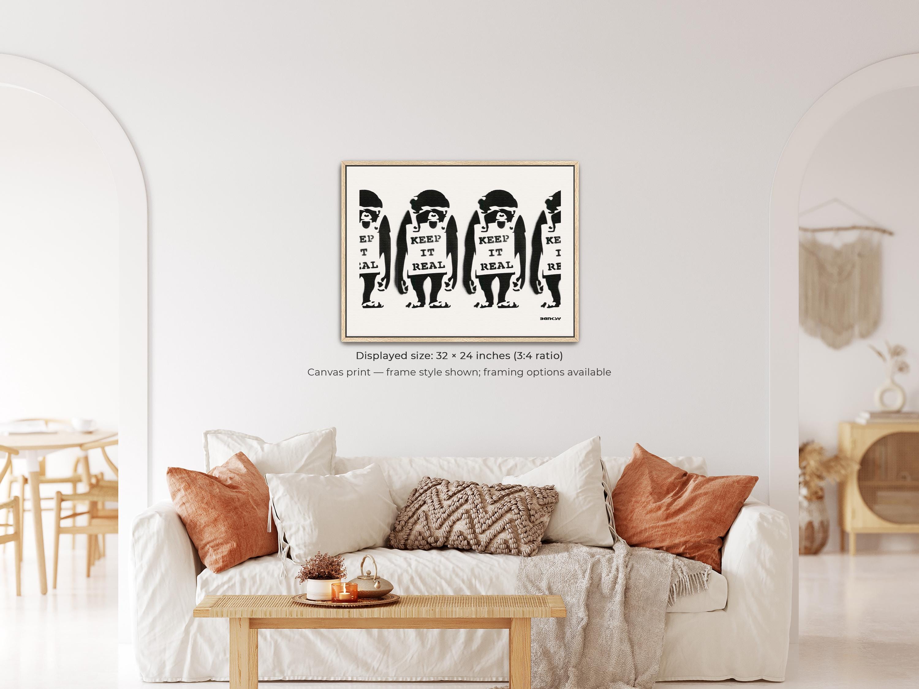 Keep It Real by Banksy | Monkey Pattern Graffiti Canvas Wall Art (B0223 ...