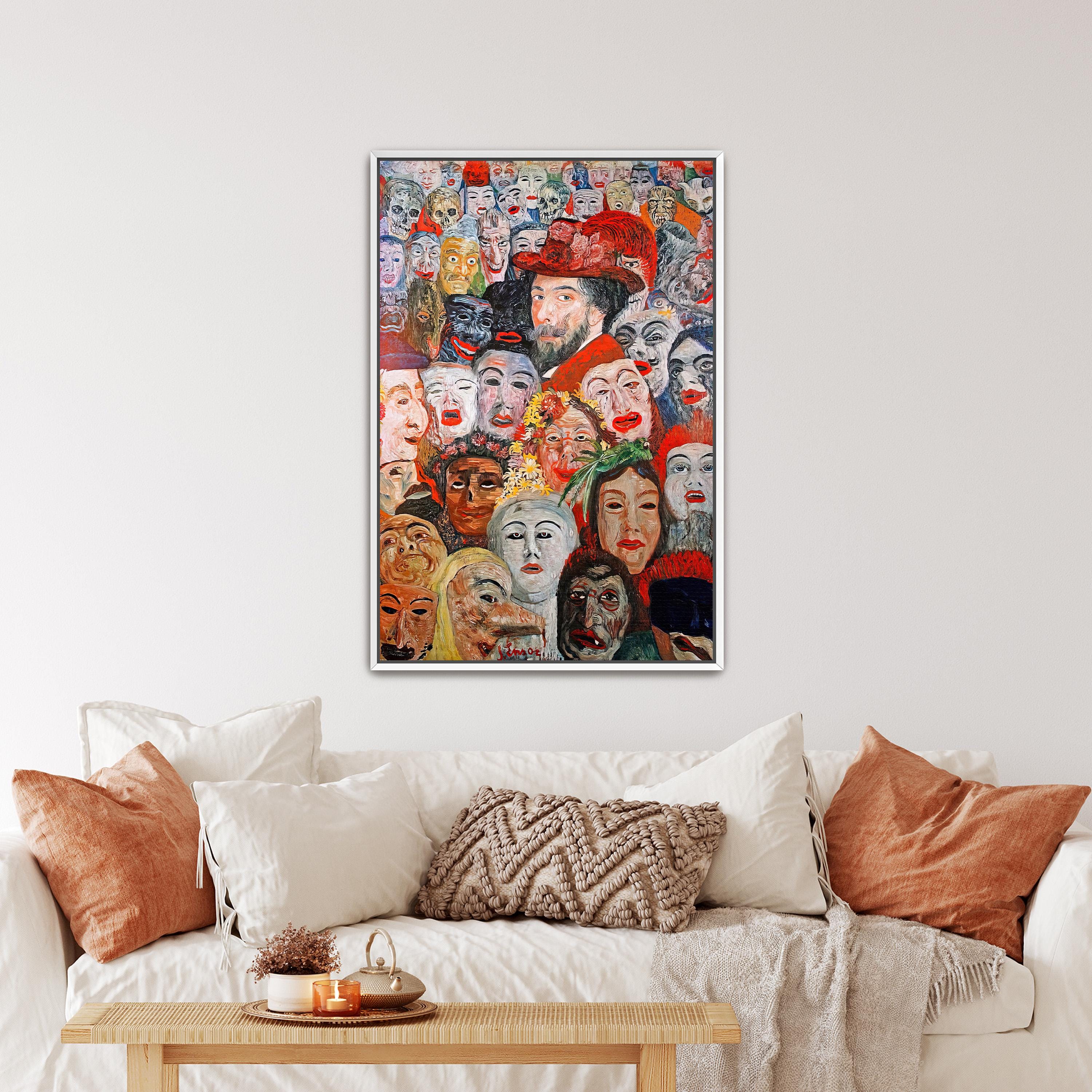 Self Portrait With Masks by James Ensor | Expressionist Canvas