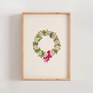 Christmas-Wreath with Roses by Andy Warhol c.1956 | Pop Art Print (B8389) Famous Art Print, Modern Gallery Wall Home Decor Lithograph Sketch