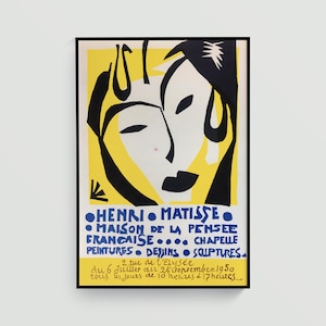 Henri Matisse Ausstellung Maison de la Pensée Française 1950 Plakat, Vintage französische Kunst, Retro-Wanddekoration, Galerie-Druck für Zuhause (A0614)