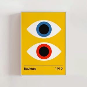 Bauhaus 1919 Geometric Colorful Eyes Art Print, Vintage Abstract Art, Mid Century Modern, Geometric Poster, Modern Kitchen Art (A0514)