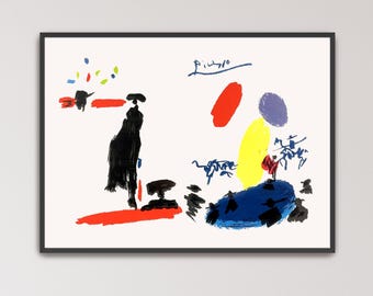 Toros by Pablo Picasso Poster Print | Modern Abstract Art, Picasso Figure Art (B0510)