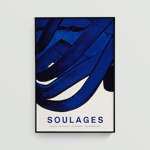Pierre Soulages Exhibition Poster Print, Vintage French Abstract Art, Minimalist Modern Wall Decor, Retro Gallery Print for Home (A0759)