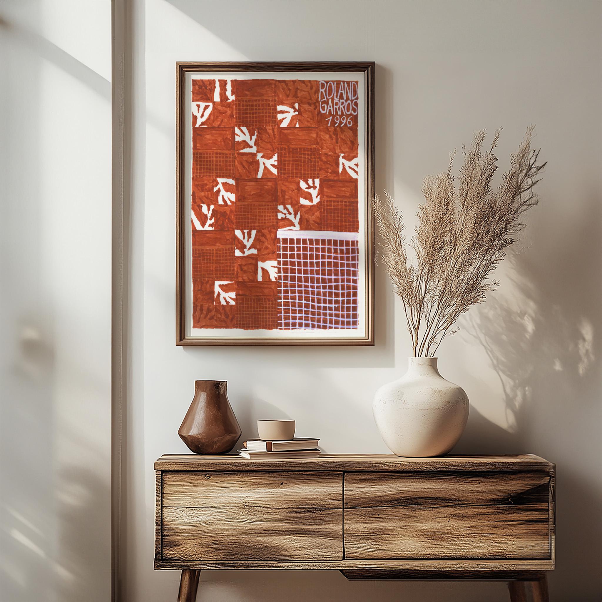 Affiche Originale Roland Garros 1996 Par Jean-Michel Meurice - Art Abstrait Tennis