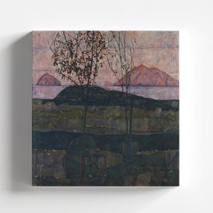 Untergehende Sonne von Egon Schiele 1913 | Expressionismus Kunstdruck (B4739)