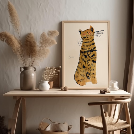 Andy Warhol Cat Name Sam Poster Print, Animal Art, Warhol Cat Art